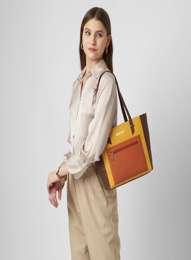 كابريس حقيبة كابريز جيلي متوسطة الحجم للنساء بأحزمة مريحة | حقيبة أنيقة للكتف واليد | تتسع لأجهزة كمبيوتر محمولة حتى 16 بوصة | تصميم متعدد الجيوب للعمل والسفر والتسوق (بني شوكولاتة) - Image 2